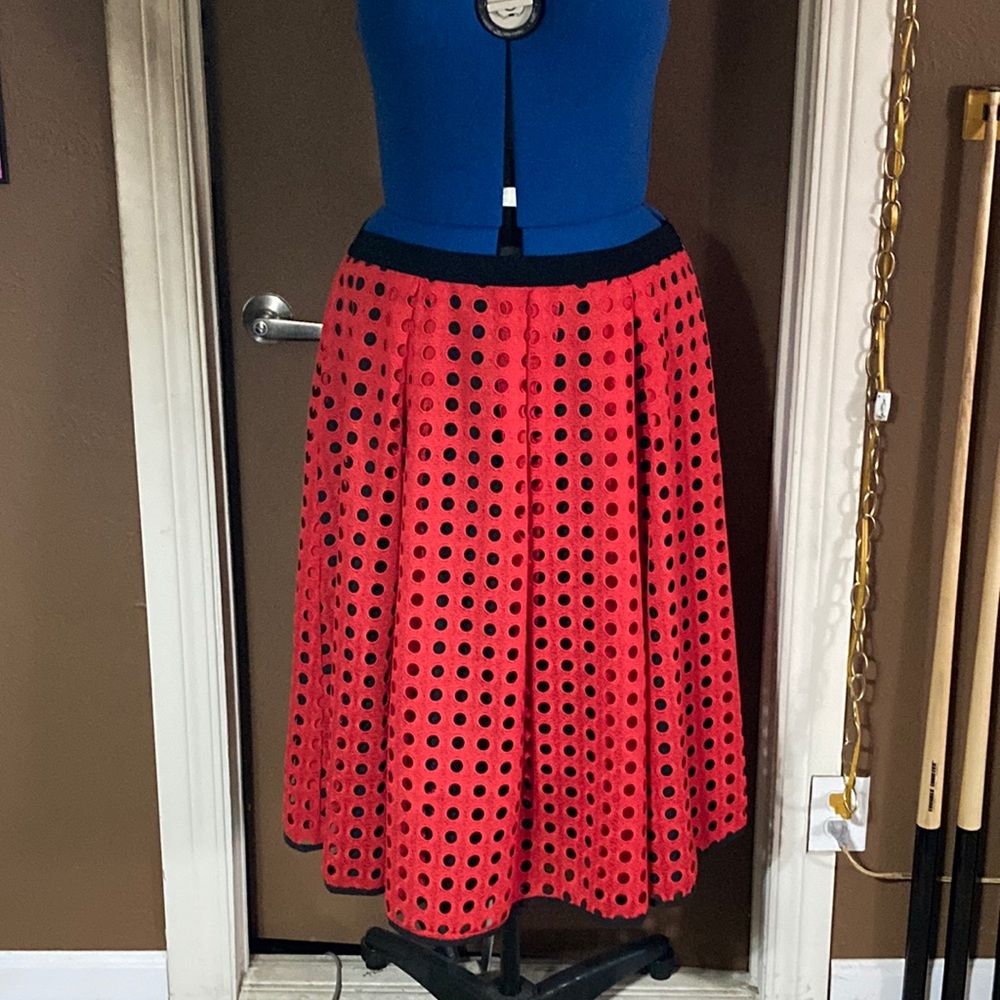 Red eyelet skirt